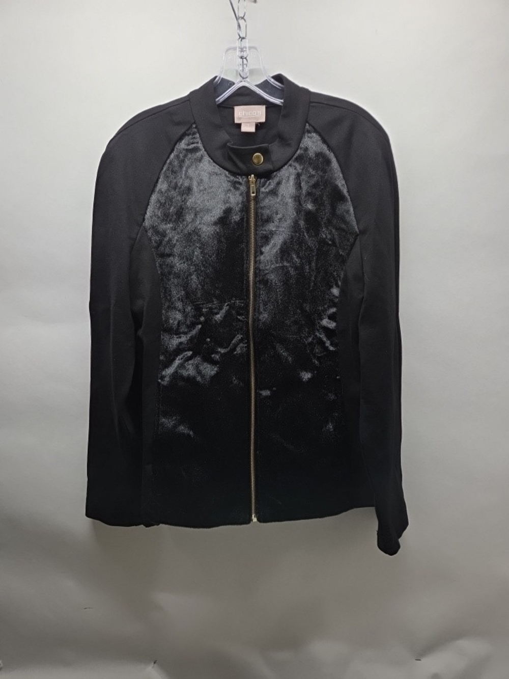 Chico's Women's Black Faux Fur Ponte Jacket Size 1